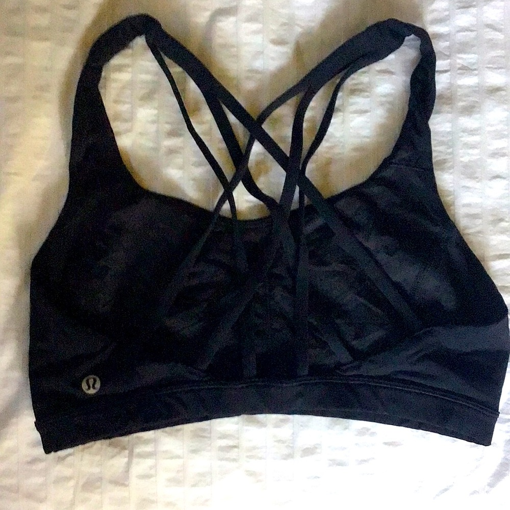 Lululemon Athletic Sports Bra with Strappy Design, Black, Size 8